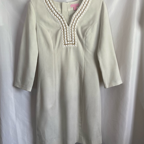 Lilly Pulitzer Women’s Bennett Shift Bead Jewel Dress Cameo White 2 - Picture 3 of 12